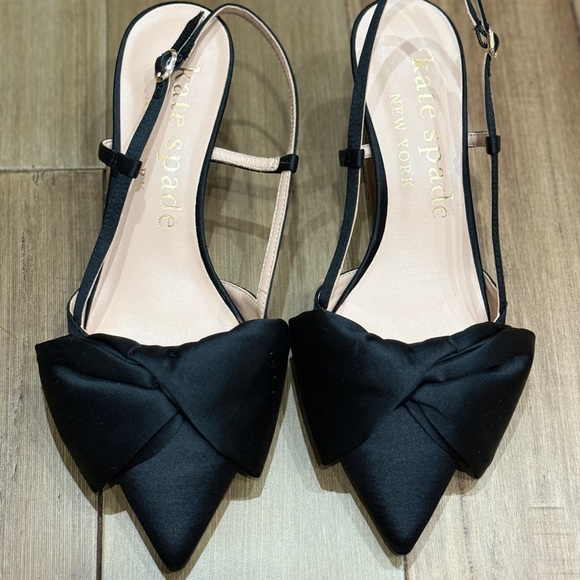 kate spade Shoes - Kate Spade Black Satin Slingback Heels